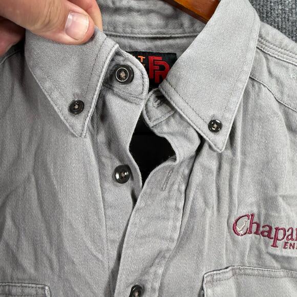 Ariat Work FR Button Up Shirt Men's XLT Beige Work Shirt Western Flame Resist - Picture 5 of 11